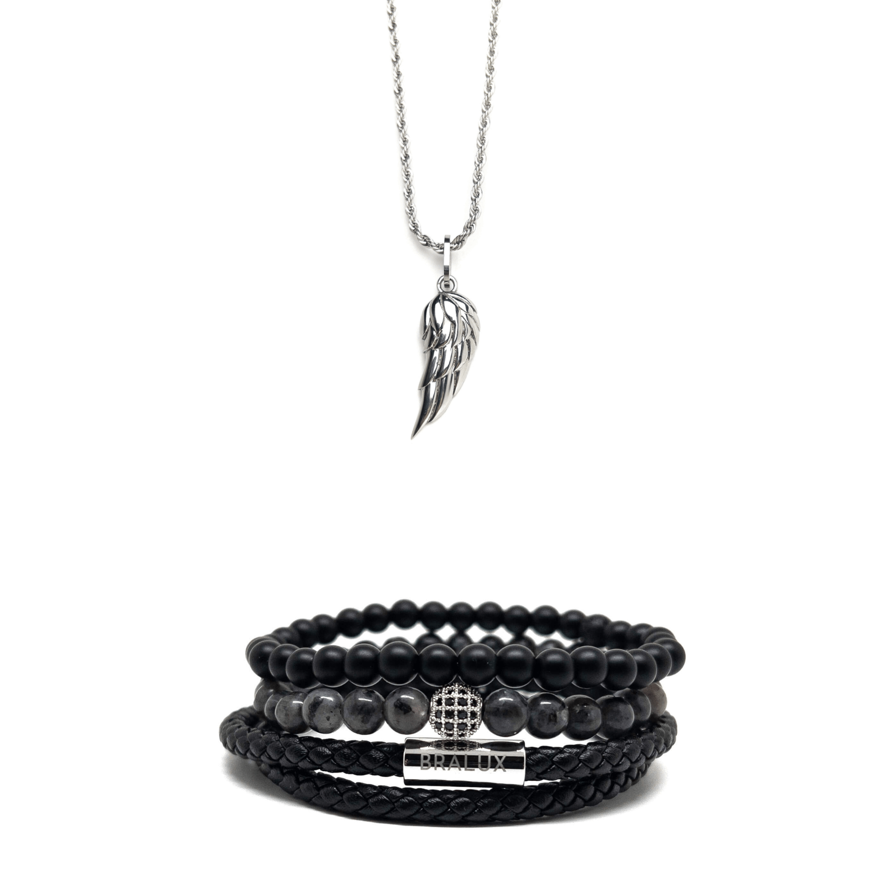 Duo Leather Wing Set – Silver