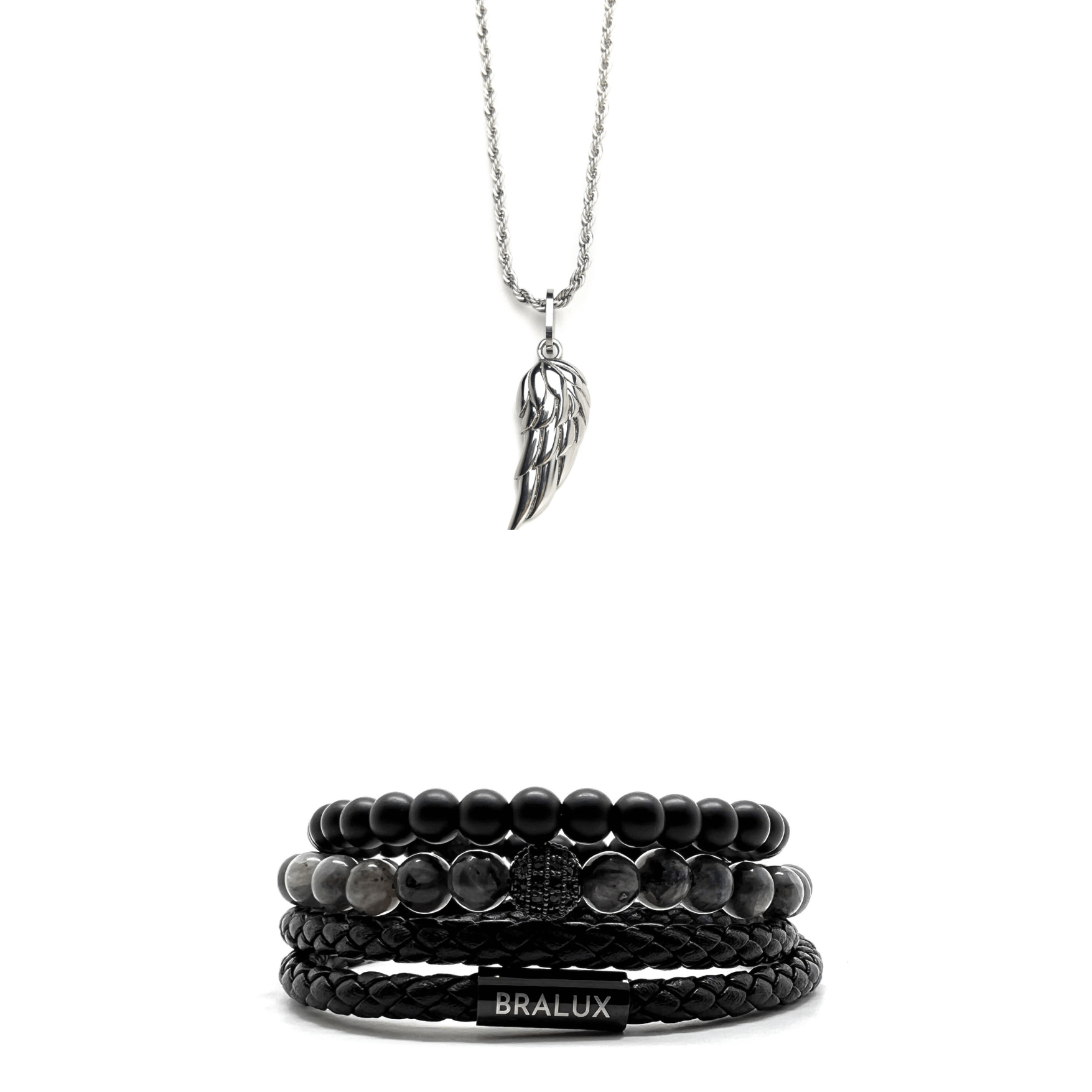Duo Leather Wing Set – Black