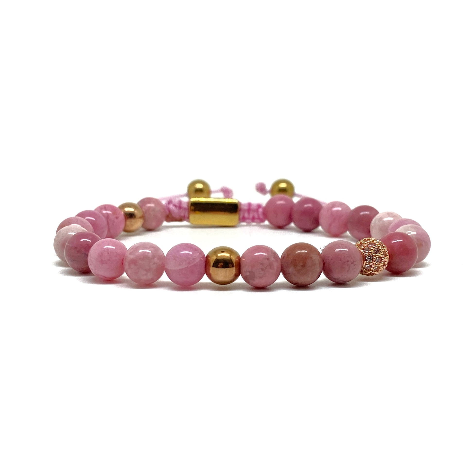 Rhodonite Disco Ball Bracelet – Gold