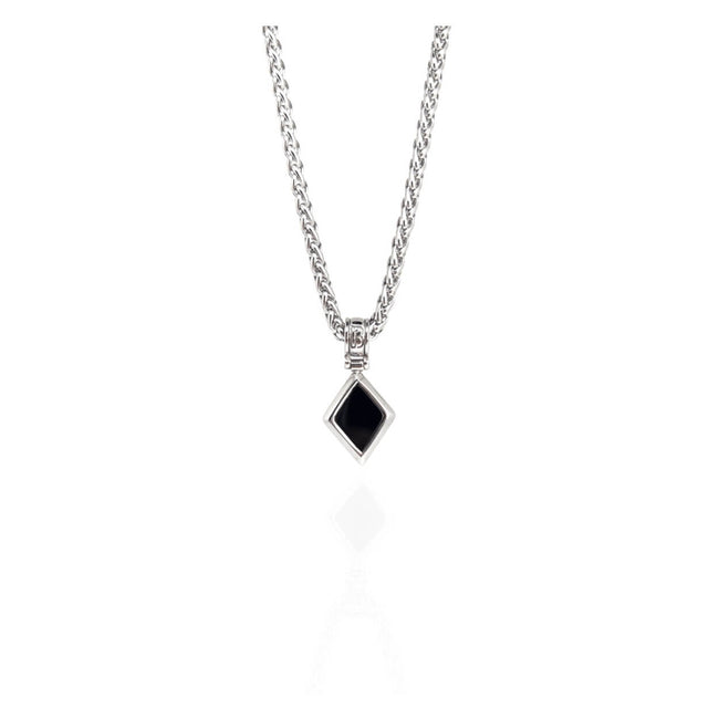 Diamond Shape Onyx Necklace – Silver Main image