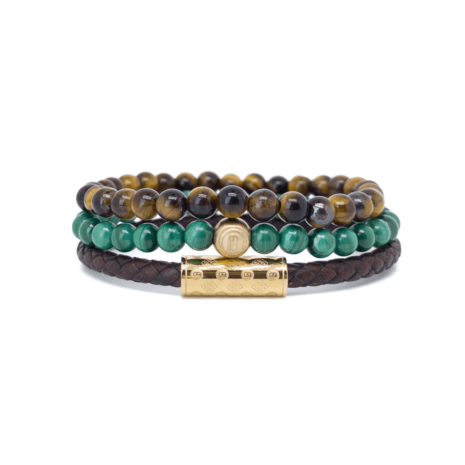 Malachite Leather Signature Stack - Gold