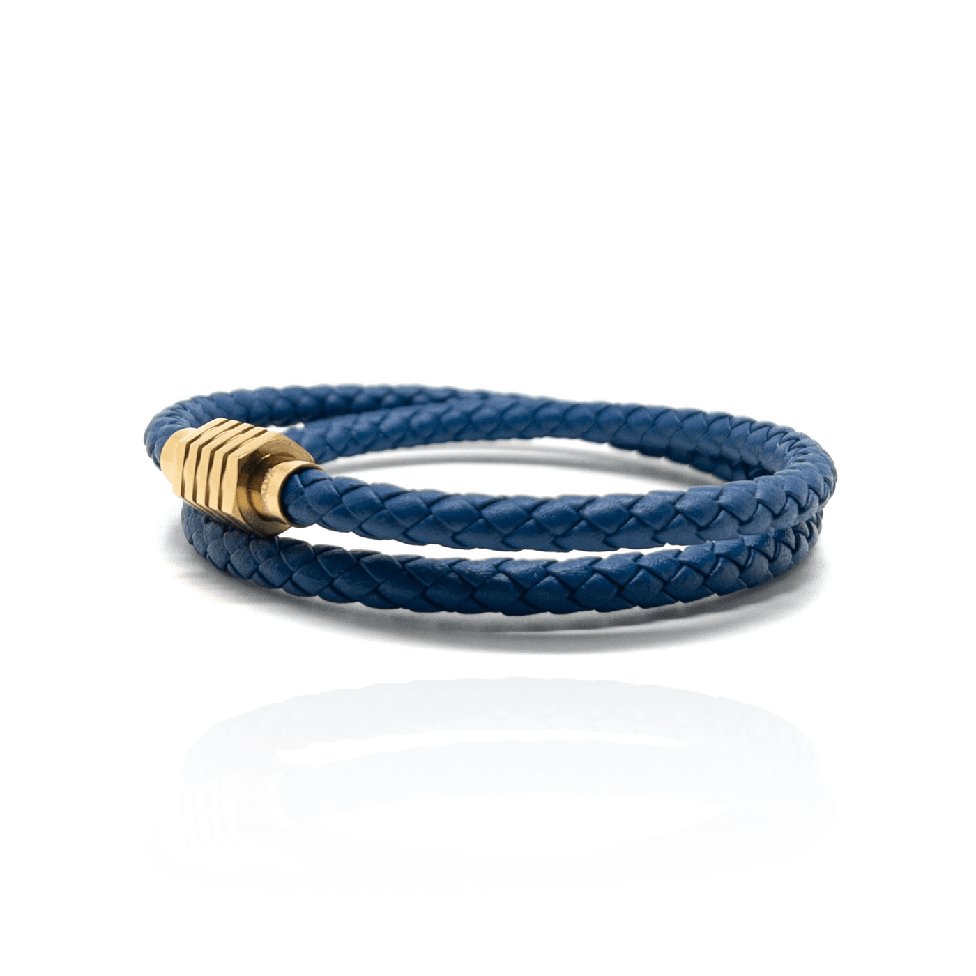 The Dark Blue duo and Gold Plated Buckle Leather bracelet