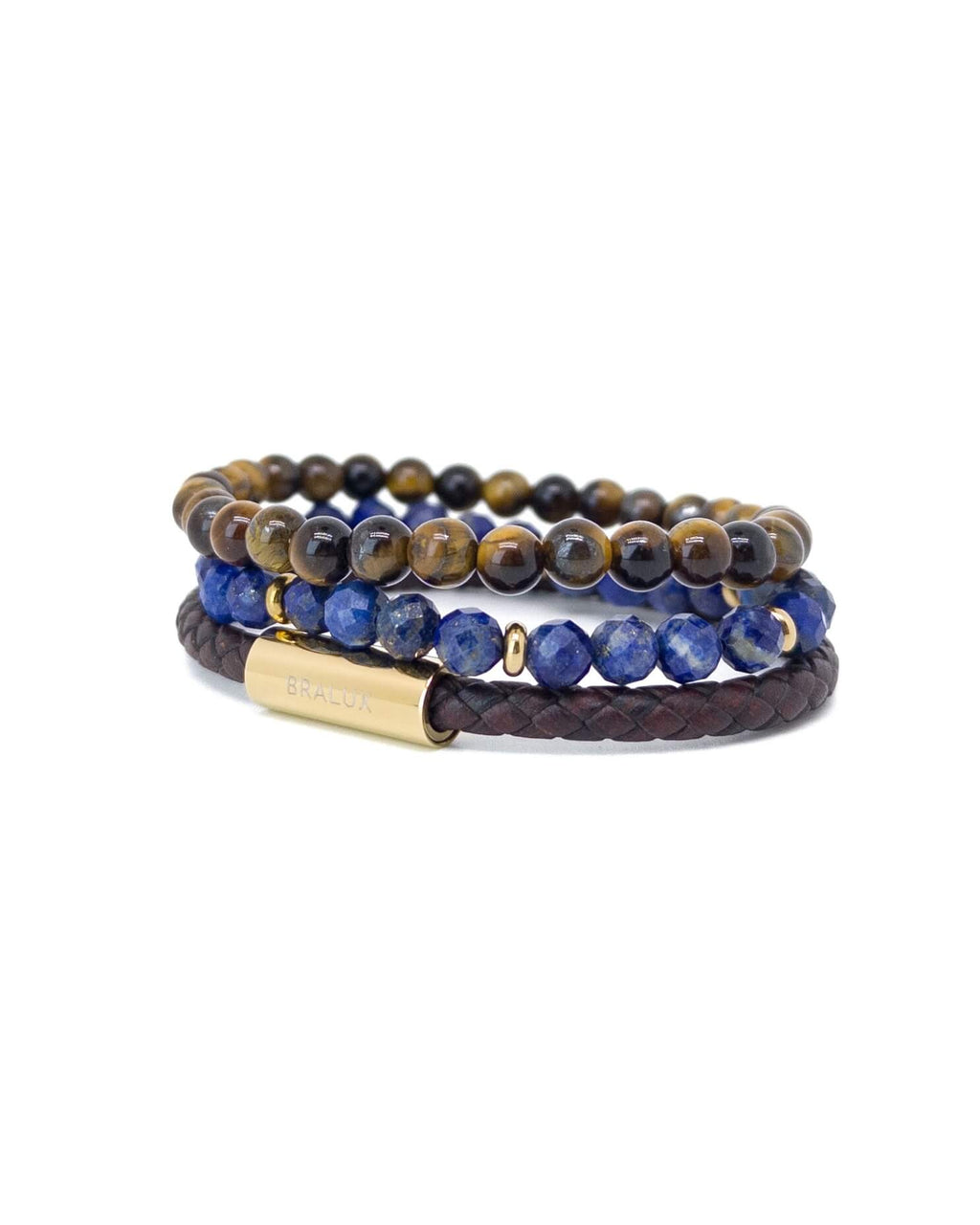 Lapis Tiger Leather Stack - Gold