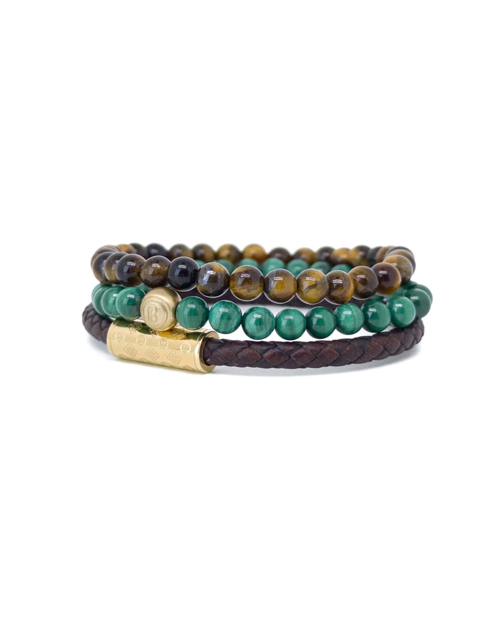 Malachite Leather Signature Stack - Gold