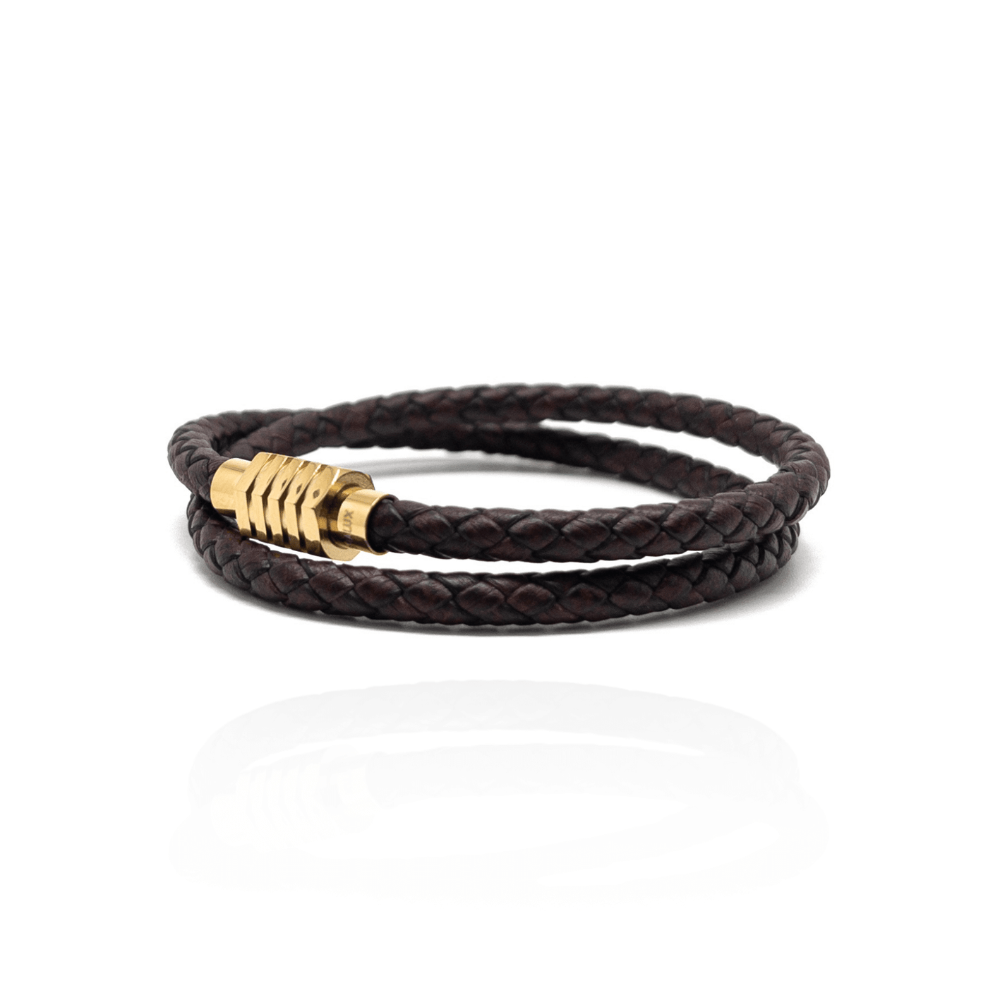 The Dark Brown Duo and Gold Plated Buckle Leather bracelet