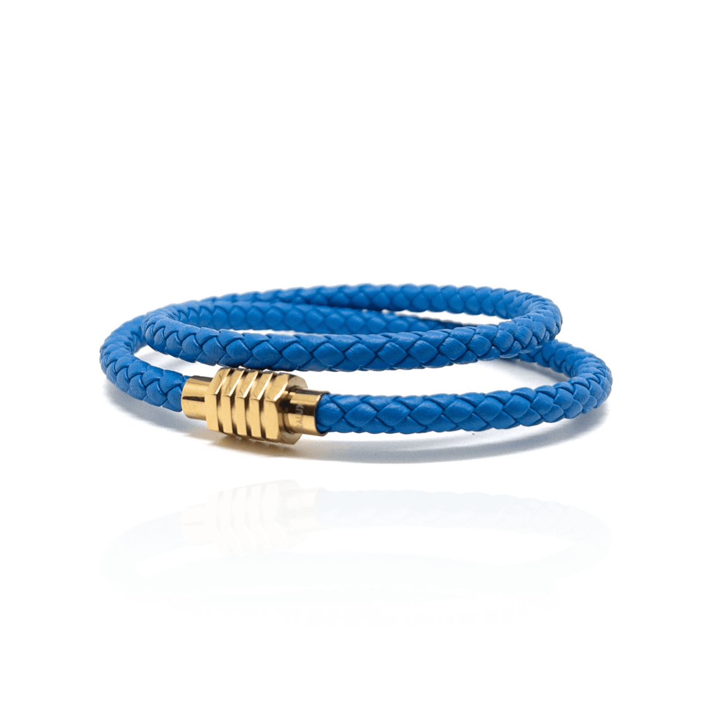 The Blue duo and Gold Plated Buckle Leather bracelet