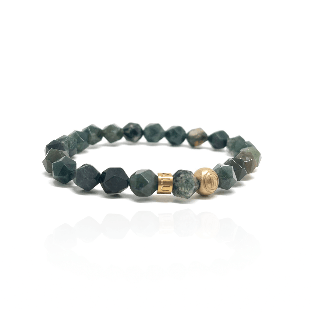 Faceted Moss Agate Signature – Gold