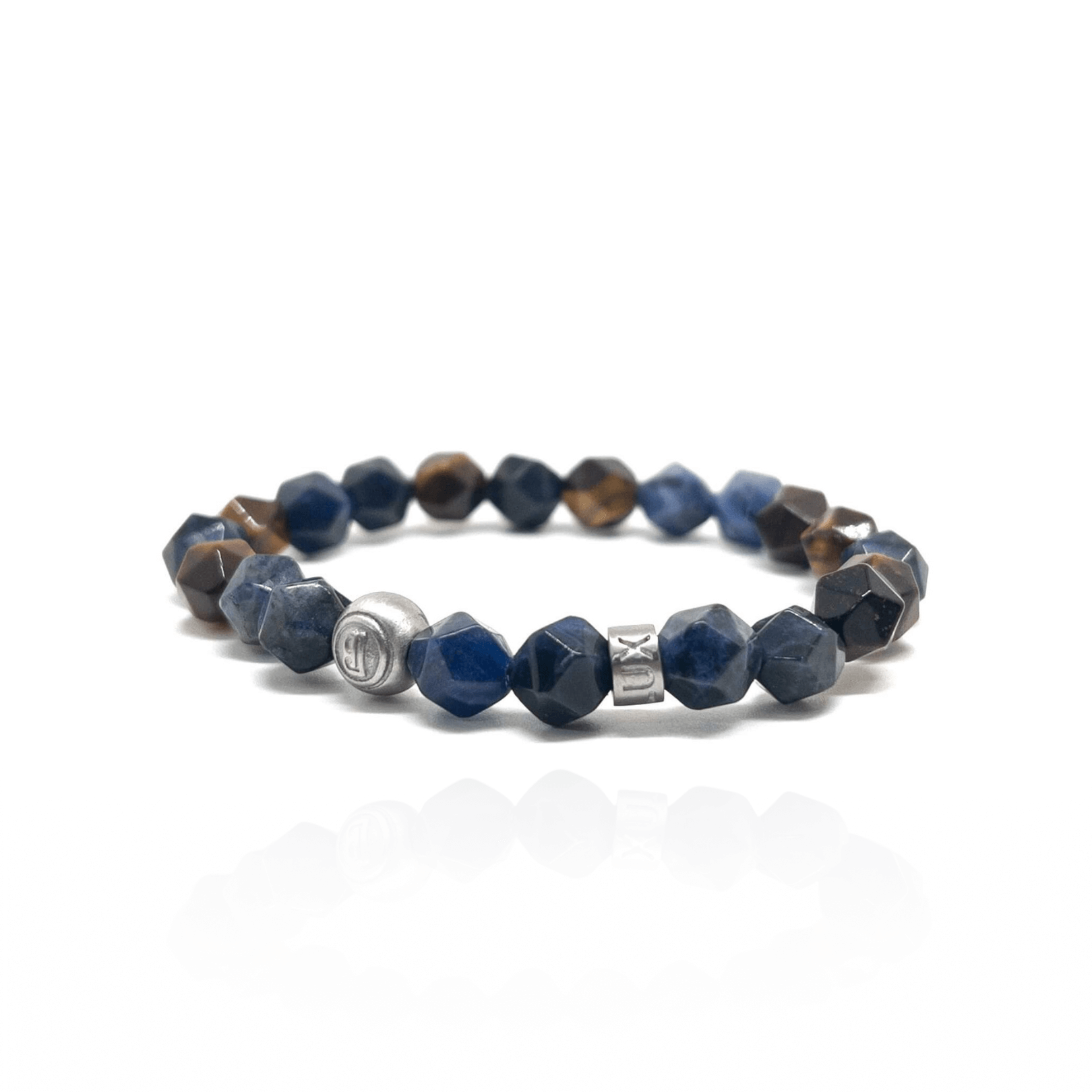 Faceted Sodalite Tiger Eye Signature – Silver