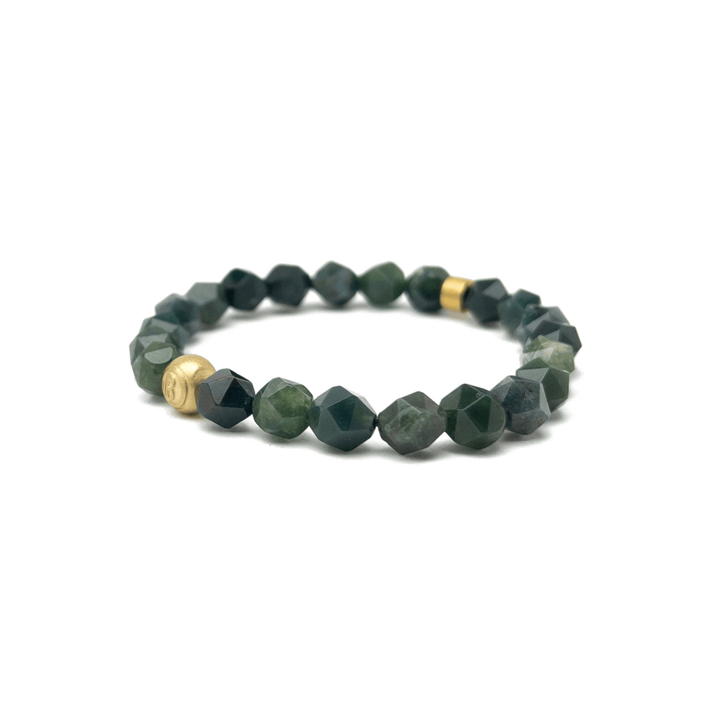 Faceted Moss Agate Signature – Gold