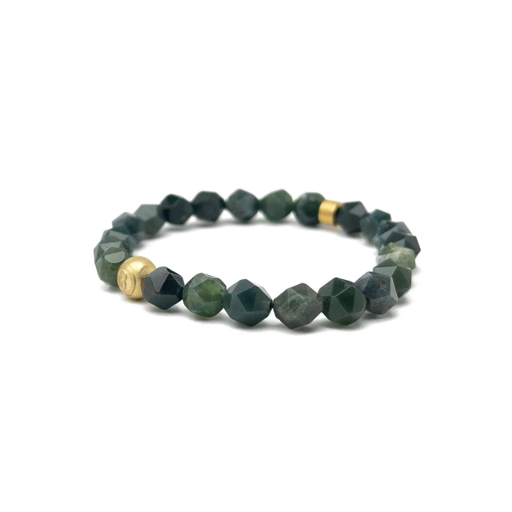 Faceted Moss Agate Signature – Gold