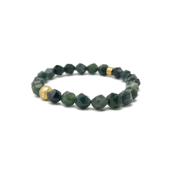 Faceted Moss Agate Gold Plated Signature