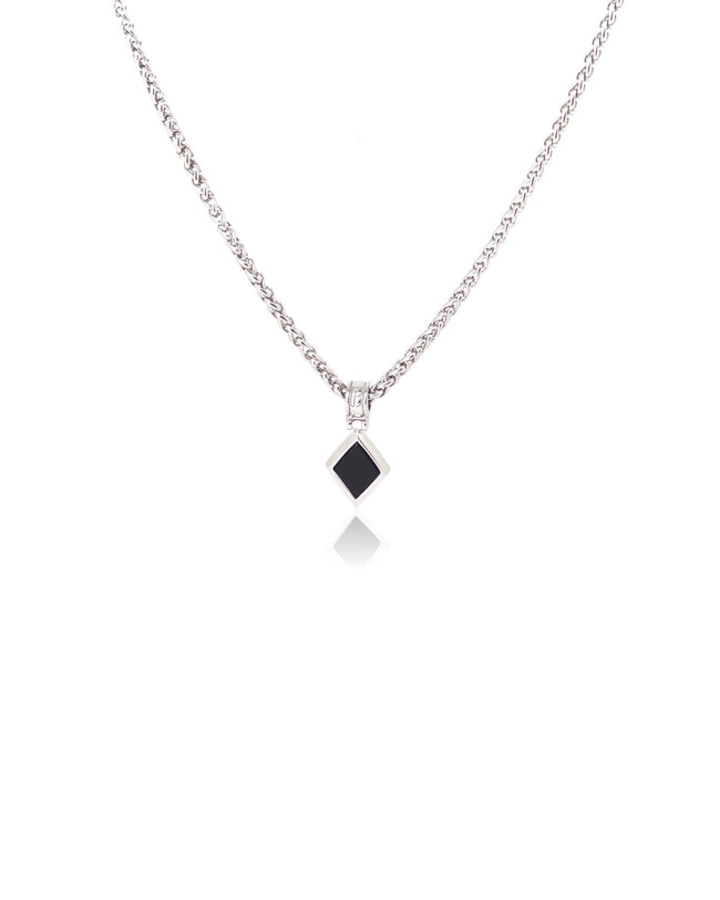 Diamond Shape Onyx Necklace – Silver Main image