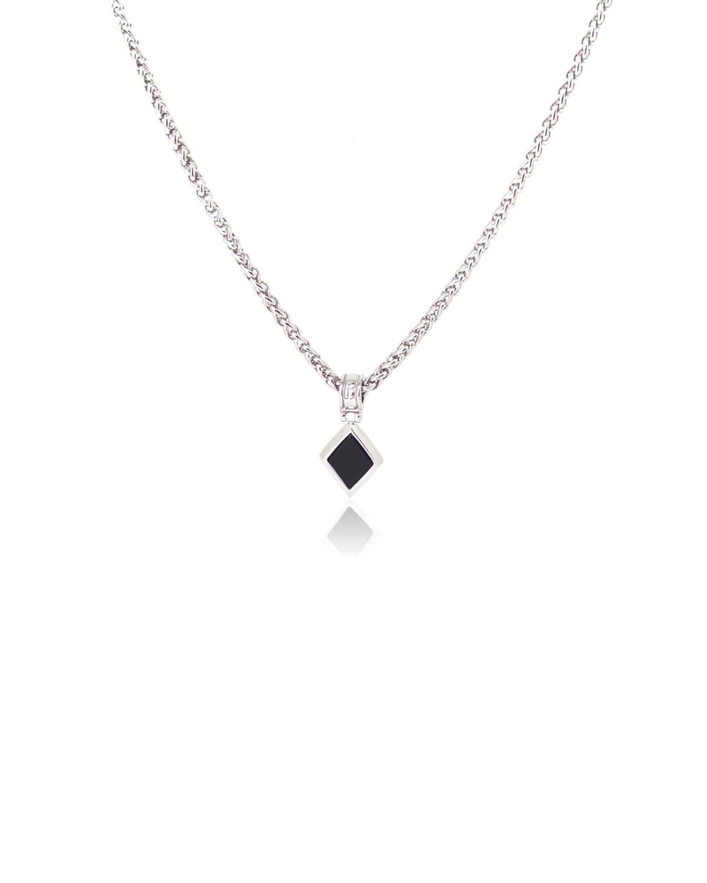 Diamond Shape Onyx Necklace – Silver
