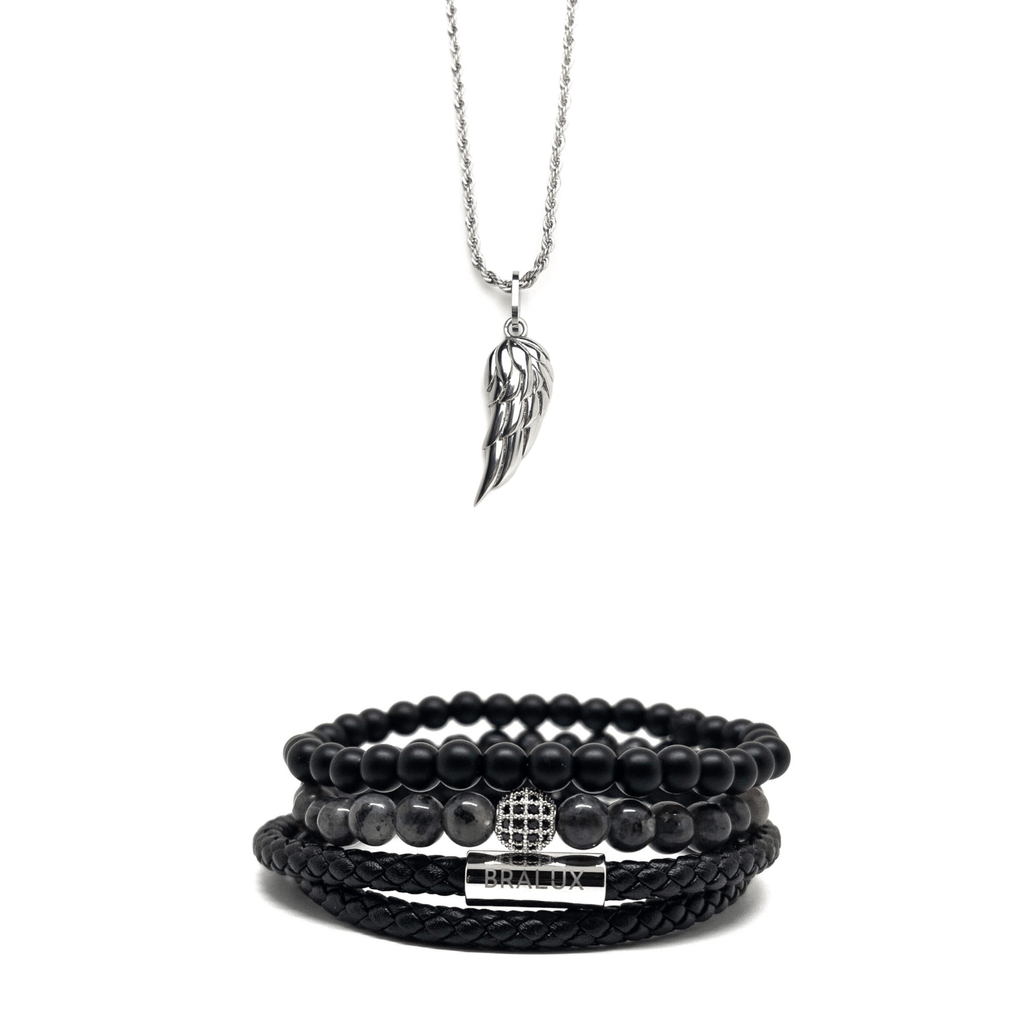 Duo Leather Wing Set – Silver