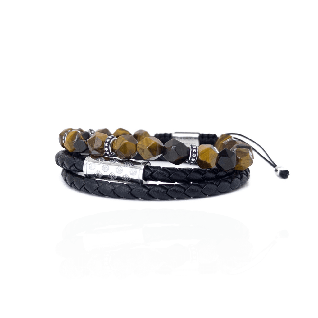 Tiger Eye Monogram Stack - Silver