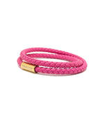 Bracelet Duo en cuir fuchsia