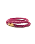 Bracelet Duo en cuir fuchsia foncé