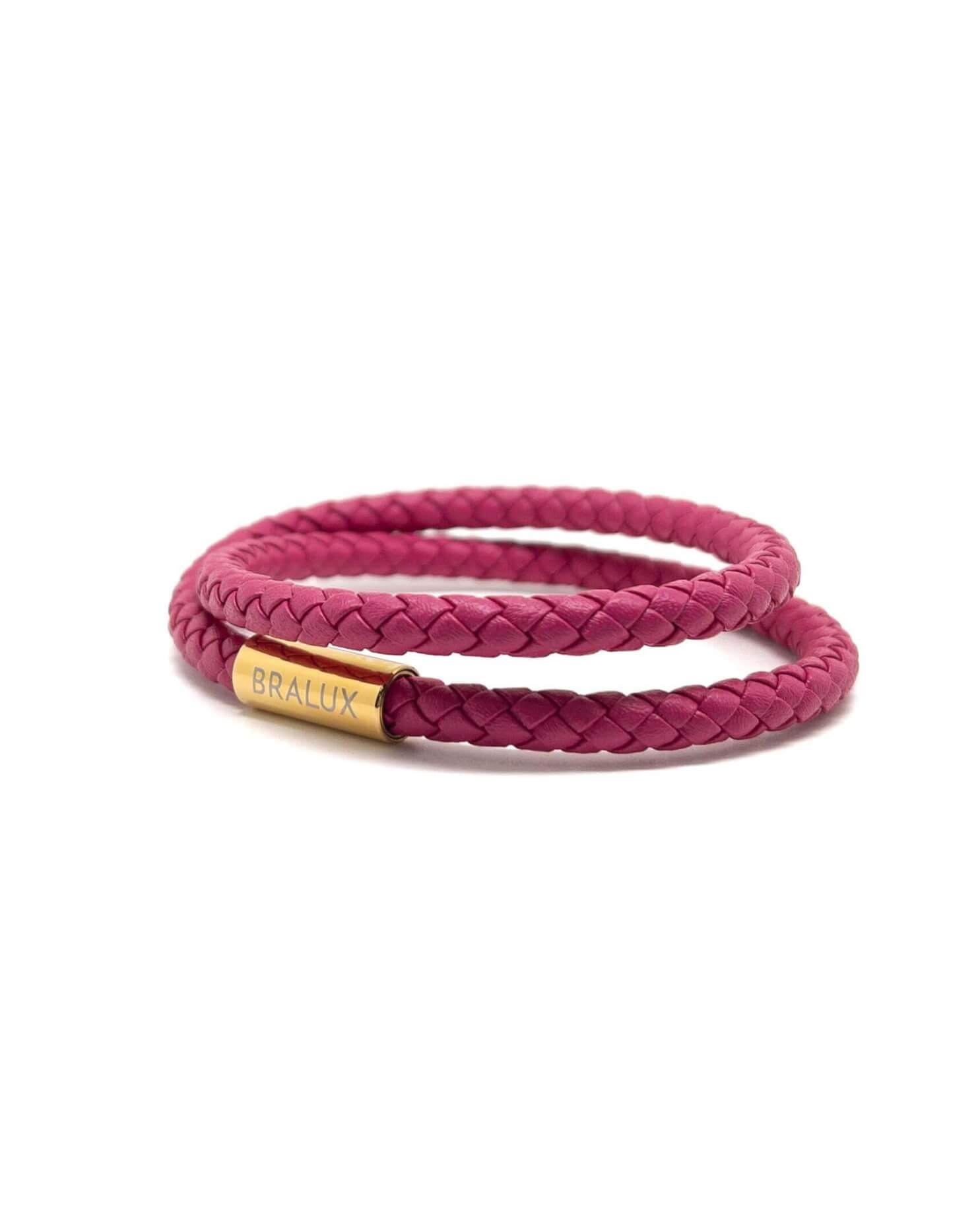 Duo Dark Fuchsia Leather Bracelet