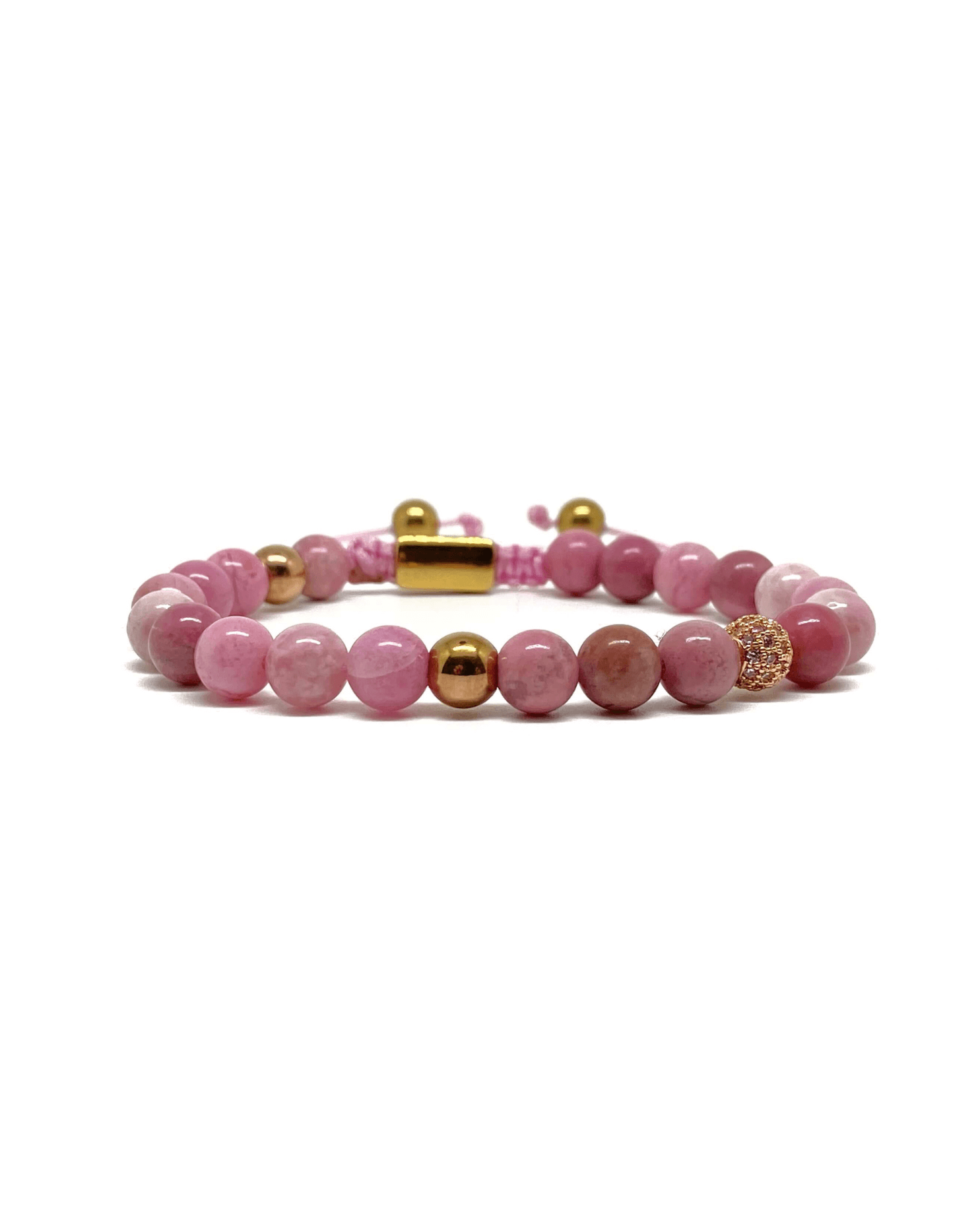 Rhodonite Disco Ball Bracelet – Gold