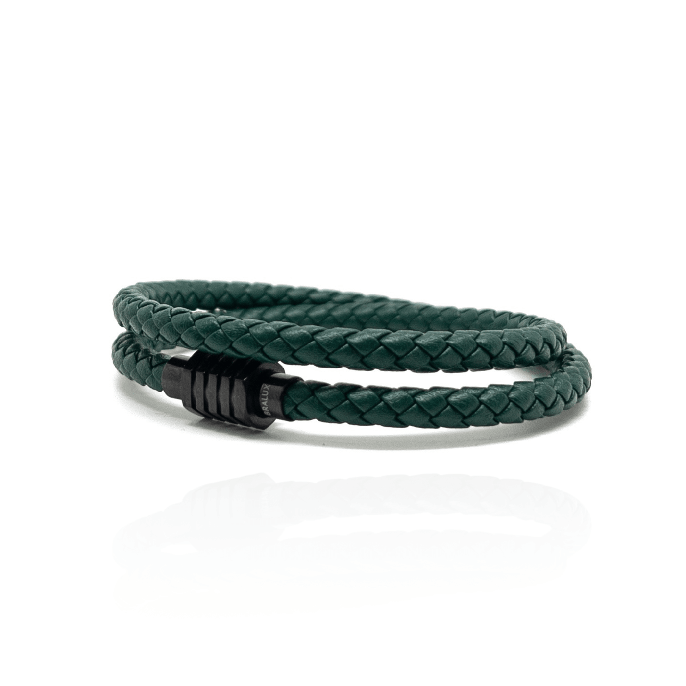 The Green duo and Black Plated Buckle Leather bracelet