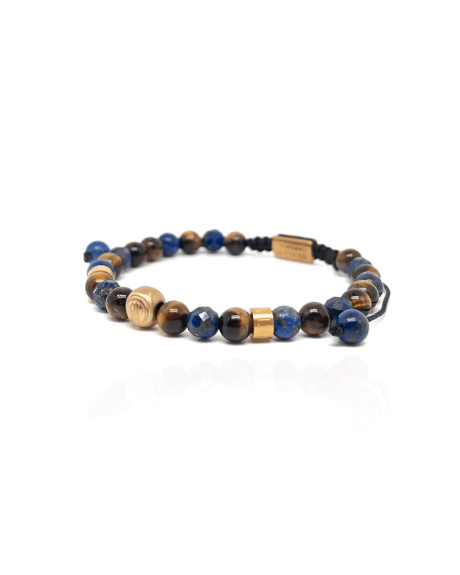 Bracelet signature en lapis-lazuli et œil de tigre brun Image principale du produit