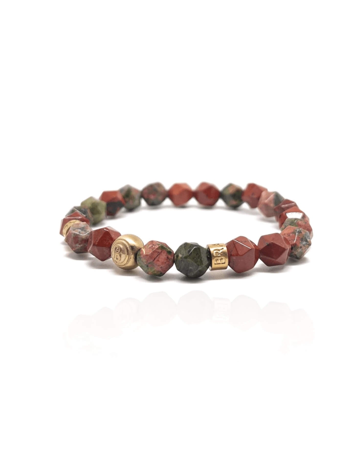 Faceted Unakite Jasper Signature – Gold