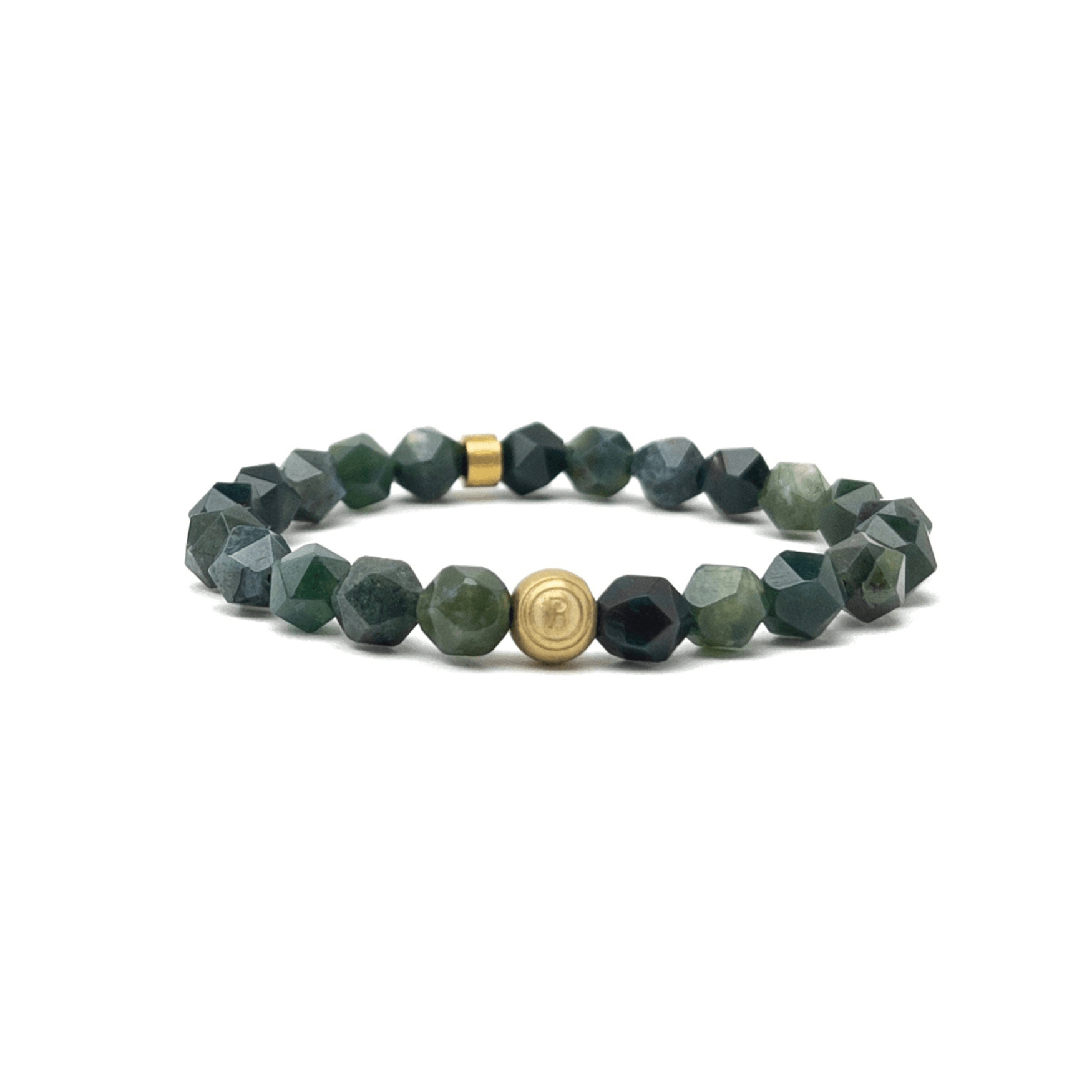 Faceted Moss Agate Signature – Gold