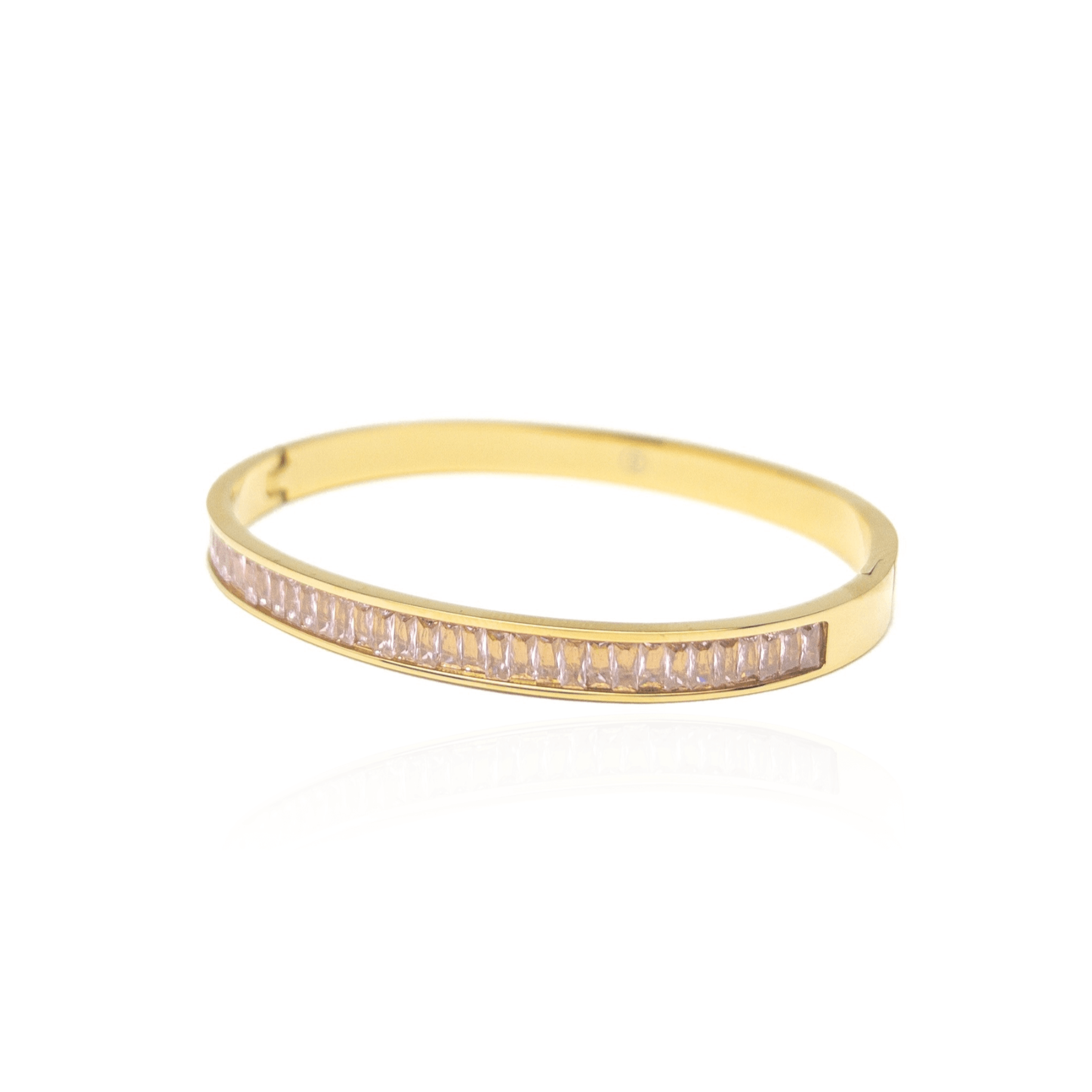 Rose Zircon Bangle – Gold