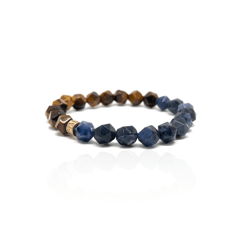 Brown Tiger Eye & Sodalite Bracelet – Gold
