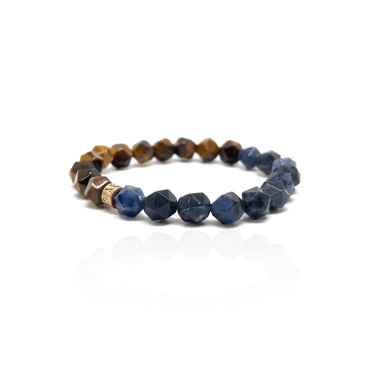 The Faceted Brown Tiger eye and Blue Sodalite Bracelet