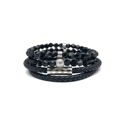 Black and Silver Plated Monogram Stack