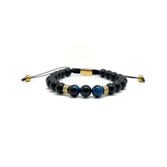 Triple Blue Tiger eye Signed Gold Spacers