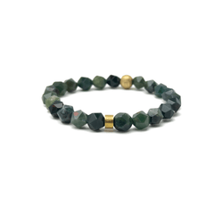 Faceted Moss Agate Gold Plated Signature