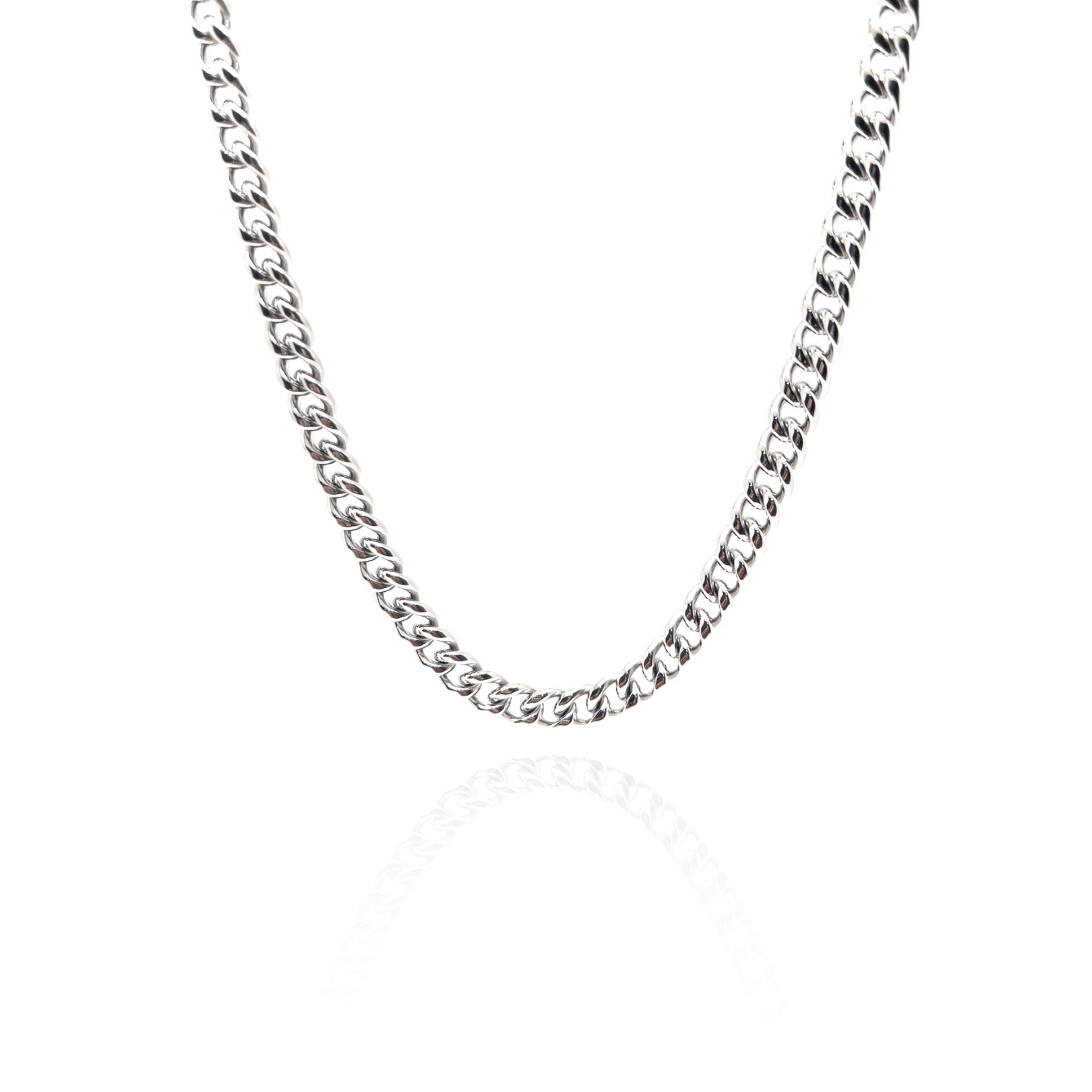 Cuban Chain Onyx Necklace Set – Silver