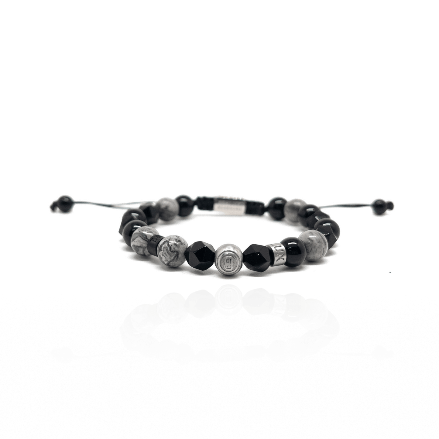 The Grey and Obsidian Signed Thread Bracelet