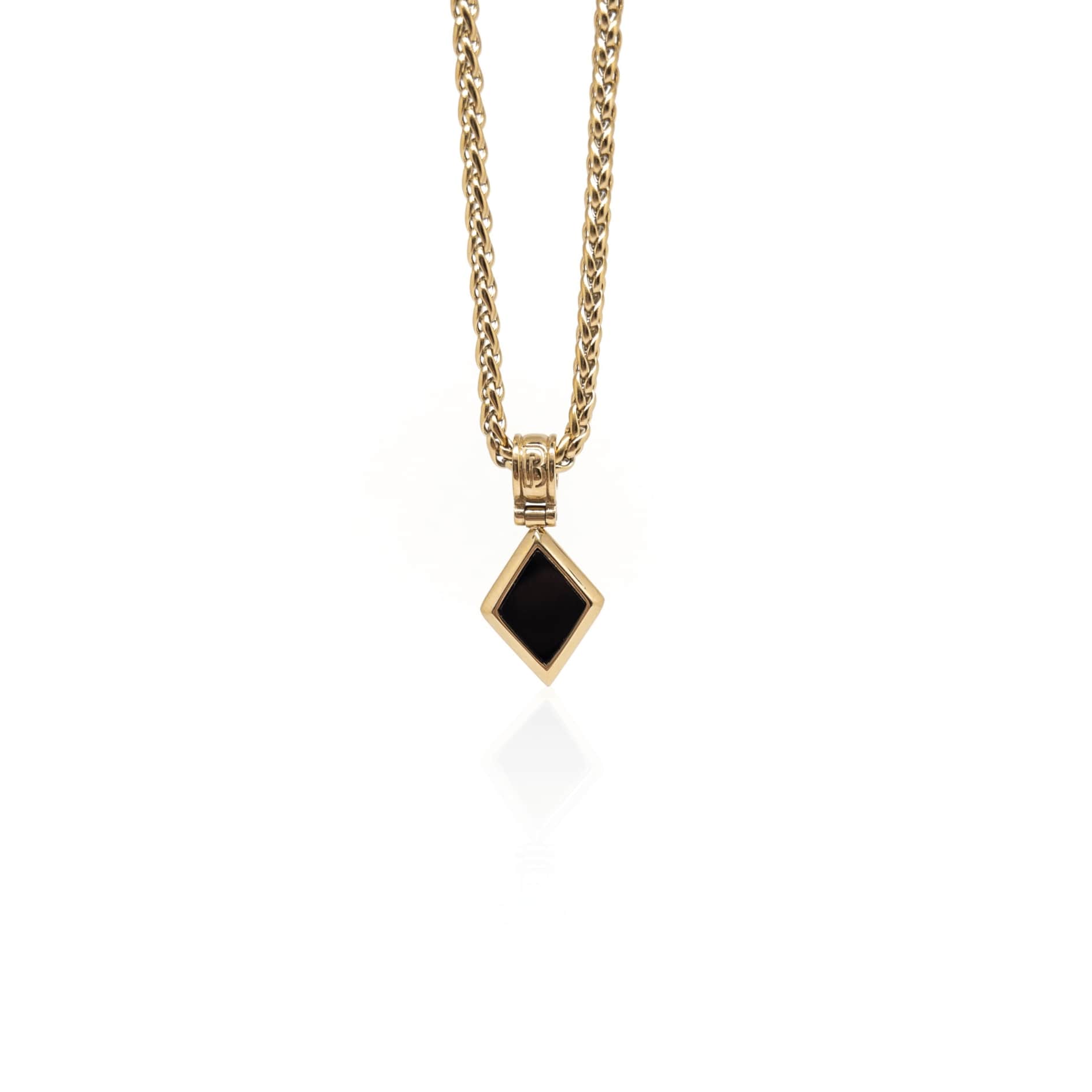 Diamond Shape Onyx Necklace – Gold