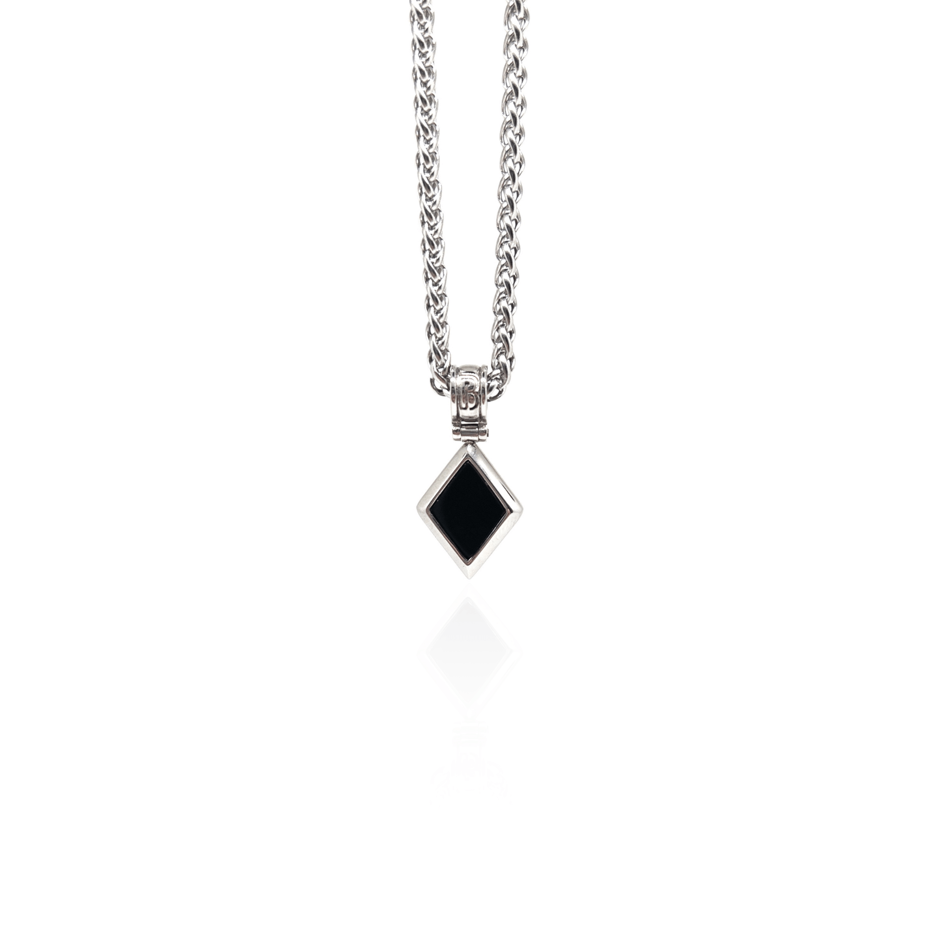 Cuban Chain Onyx Necklace Set – Silver