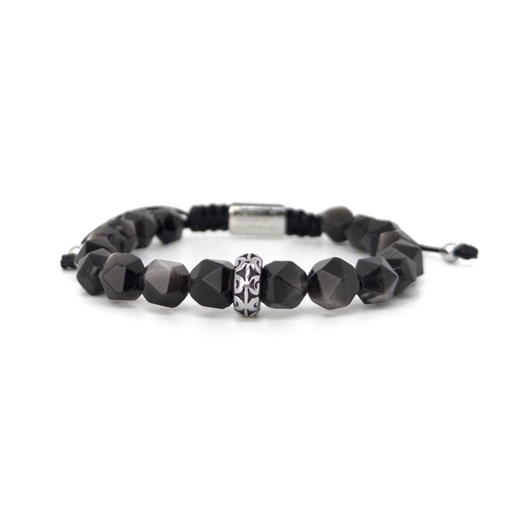 Faceted Silver Obsidian Thread – Silver