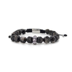 Faceted Silver Obsidian Thread
