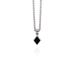 Silver Plated Diamond Shape Onyx Necklace