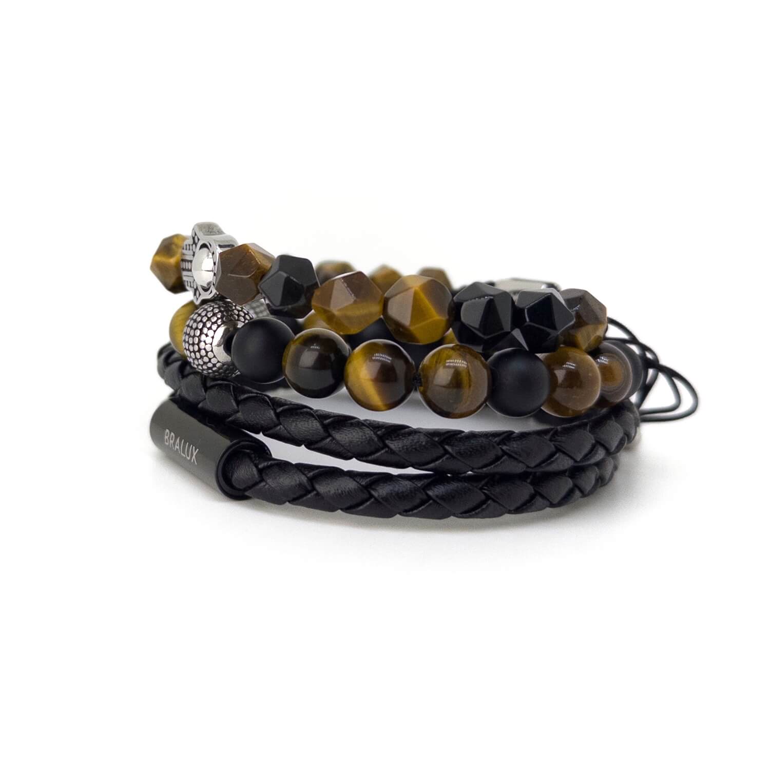 Hamsa Tiger Eye Duo Stack – Silver