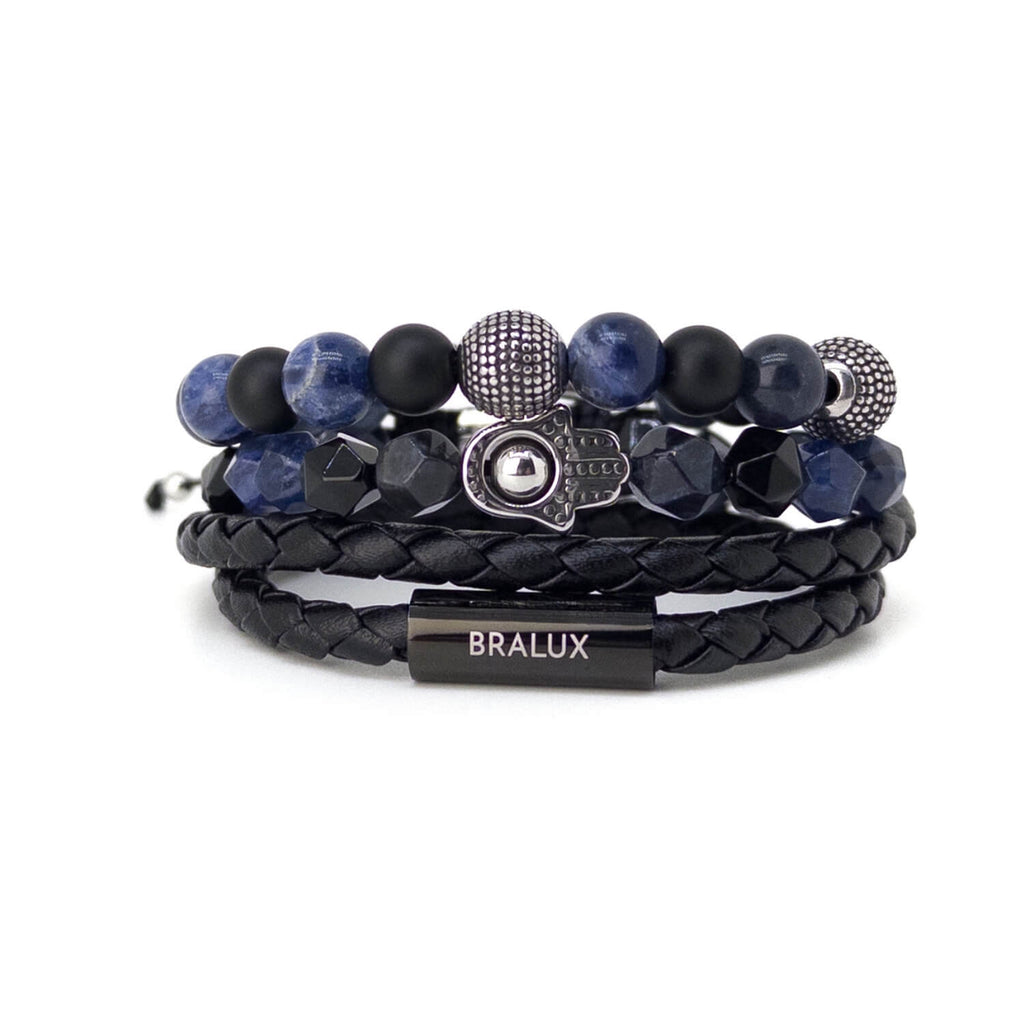 Hamsa Sodalite Duo Stack – Silver