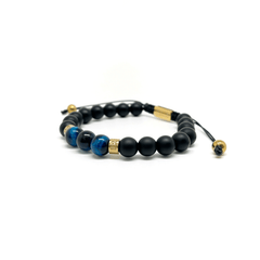 Triple Blue Tiger eye Signed Gold Spacers