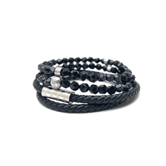 Black and Silver Plated Monogram Stack