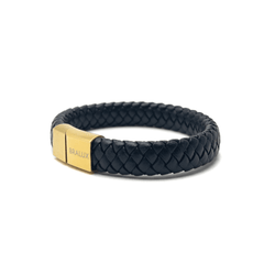 The Black and Gold Plated Leather Bracelet