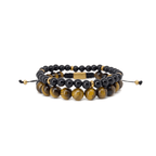 Tiger Eye Obsidian Gold Plated Stack