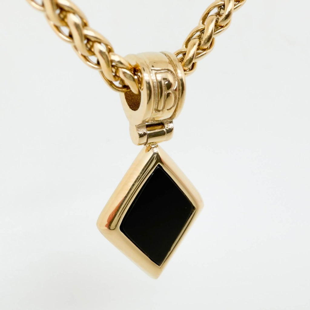 Diamond Shape Onyx Necklace – Gold