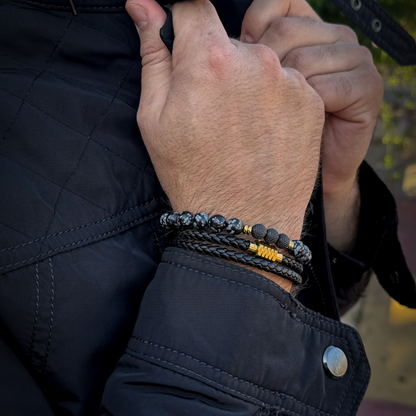 The Black Duo Leather and Gold Plated Buckle