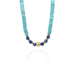 Brown Tiger eye and Lapis Lazuli Signed Set