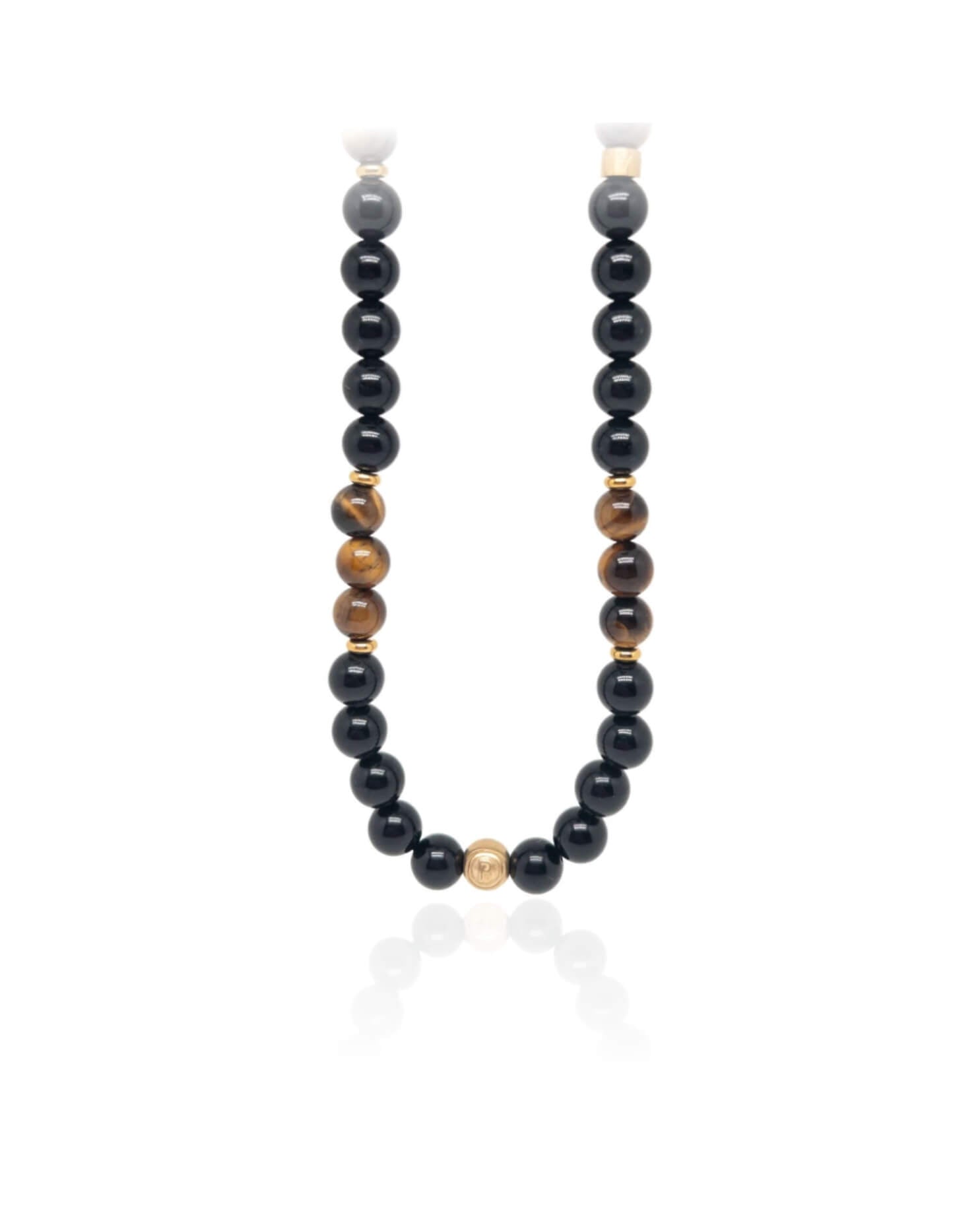 Tiger Eye and Obsidian Signature Necklace